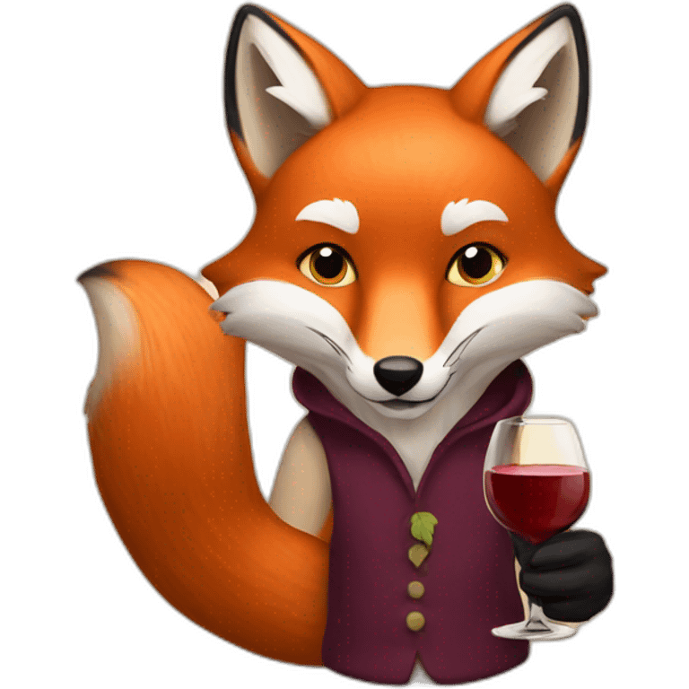 Fox drinking wine emoji