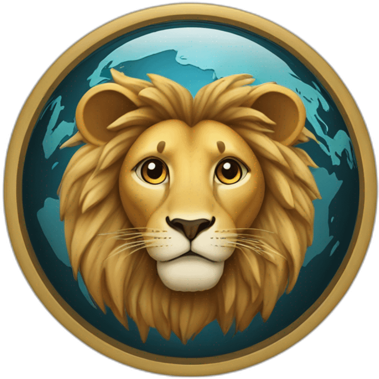 Lion avec des cœurs à la place des globes oculaires emoji