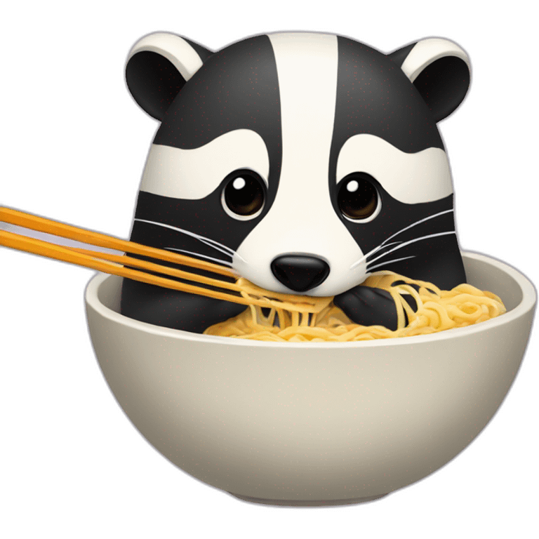 A badger eating ramen emoji