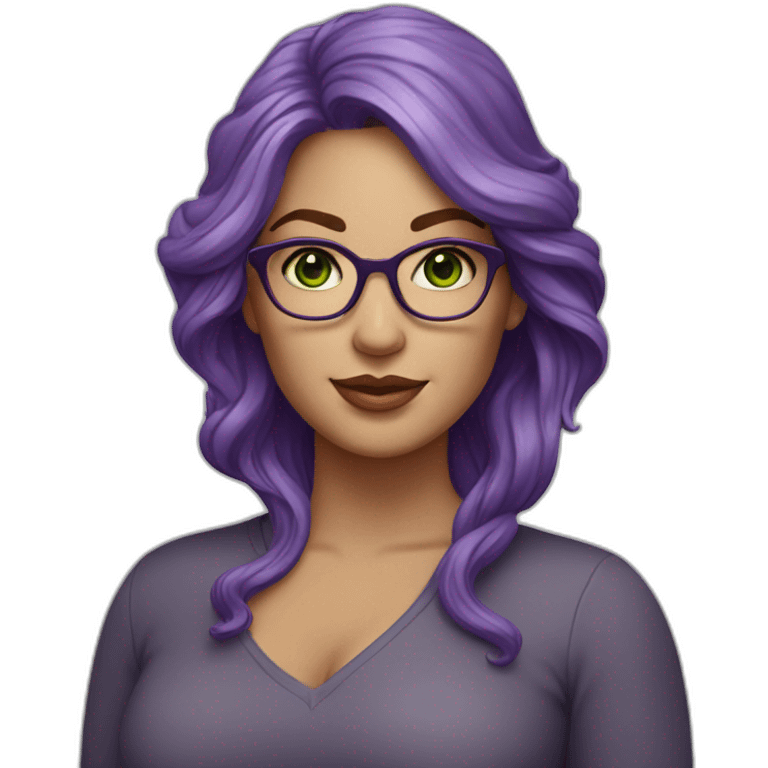 curvy-white-woman,wavy-purple-hair,green-eyes-square-glasses emoji