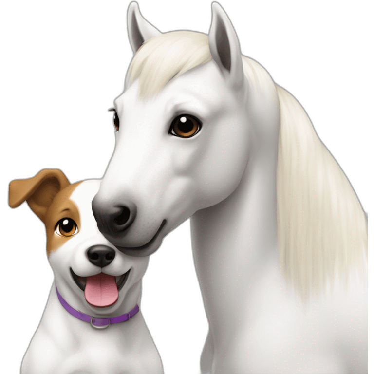 White pony with Jack Russel terrier emoji