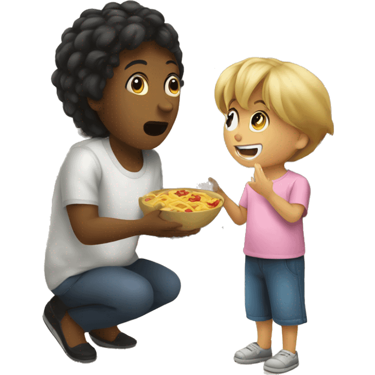 kid asking mom for food emoji