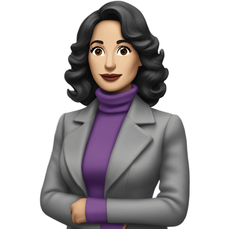 70’s Tv show Diana Prince wearing grey suit with purple turtleneck  emoji