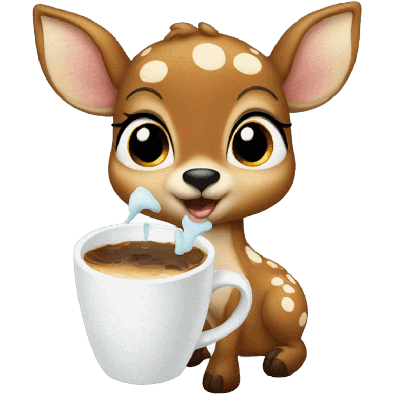 Baby deer drinking iced coffee emoji