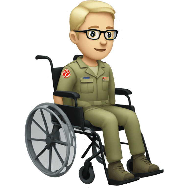 Caucasian Army medic in a wheelchair with glasses on emoji