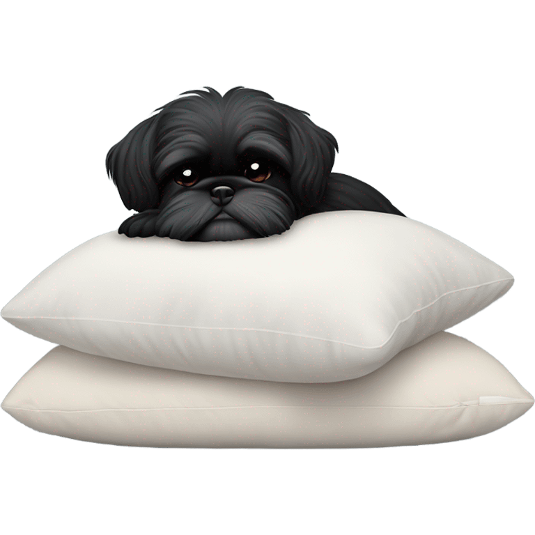 Black Shih Tzu terrier dog sleeping on a pillow emoji