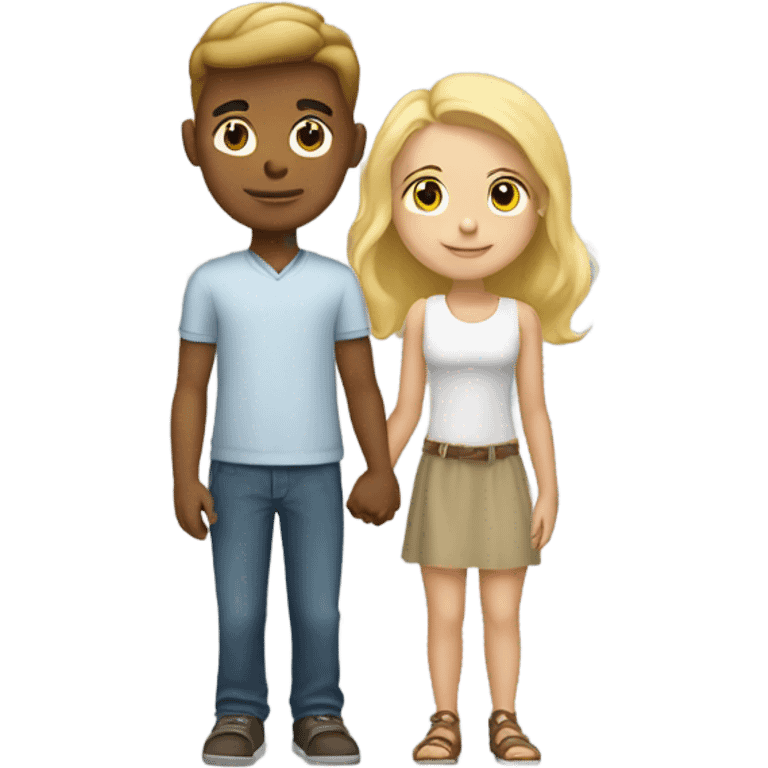 A popular hot blonde holding  hands a handsome hot teenage tall boy  emoji