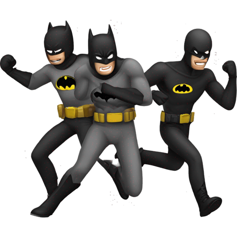 Batman fighting three robbers emoji