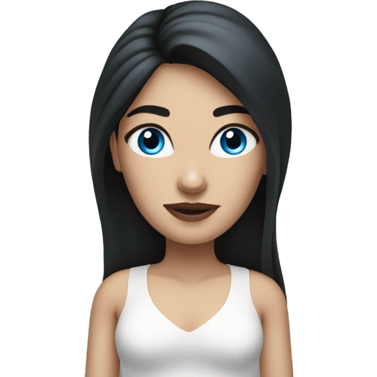 woman wit very long dark hair, thick eyebrows, blue eyes, white skin emoji