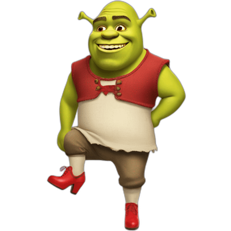 Shrek wearing red high heels emoji