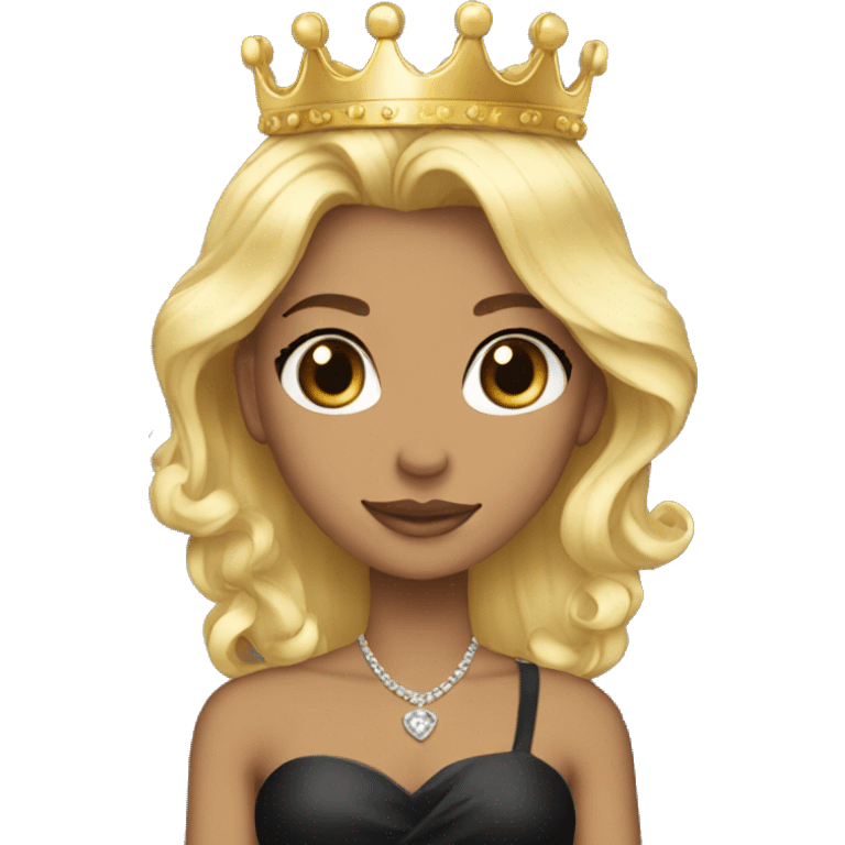 Black dress princess blonde crown emoji