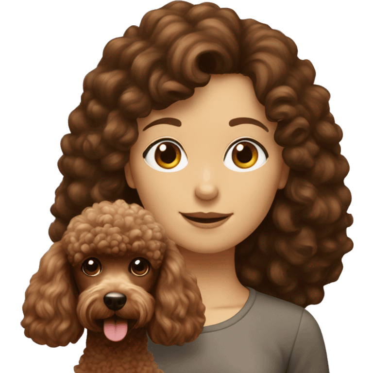 Brown poodle with a Brown hair girl emoji