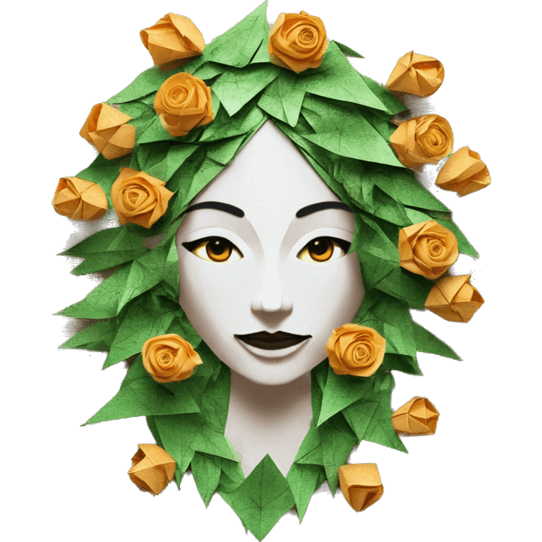  Hemp 420 lady face made of 420 origami newspaper roses hemp leaves lantern fairy lights burning paper and hemp leaves in hair  emoji