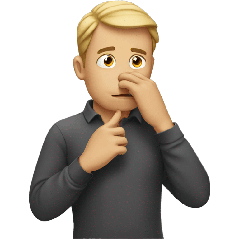 Guy pinching nose emoji