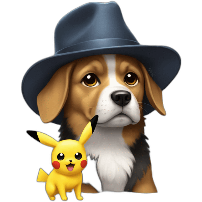 Dog with a Pikachu with a hat emoji