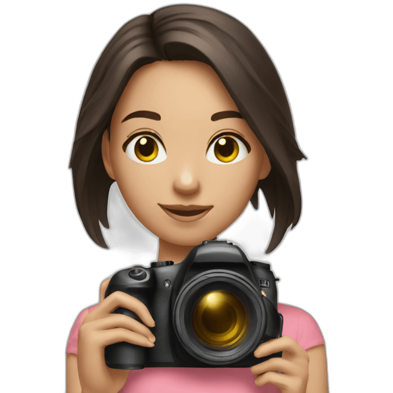 A brunette girl taking photos emoji