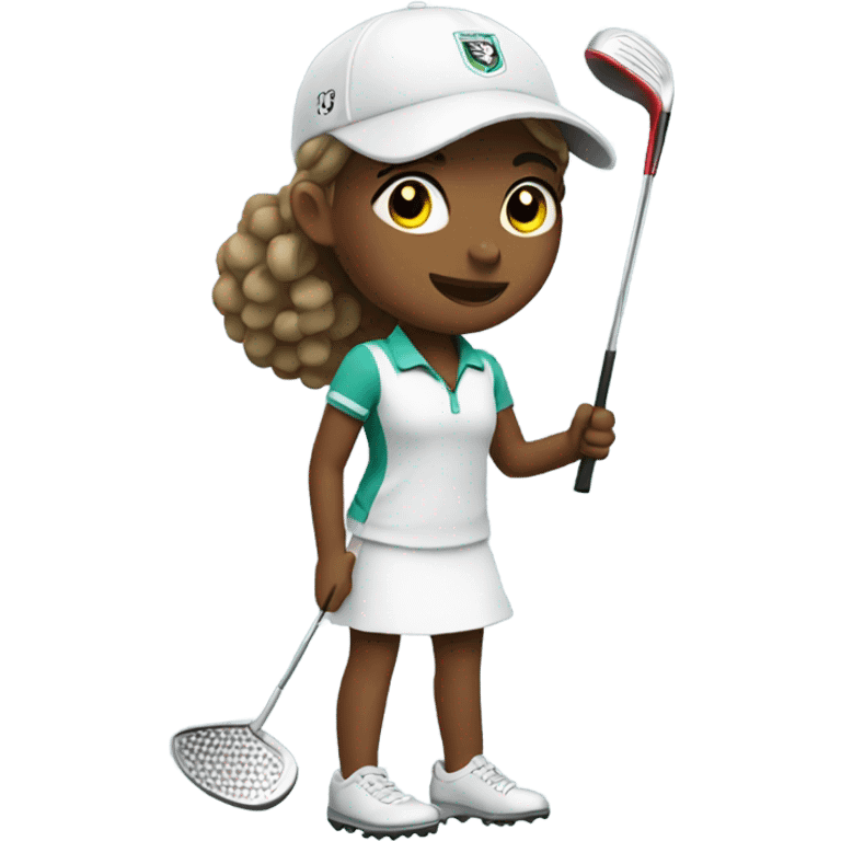 Girl Ram playing golf emoji