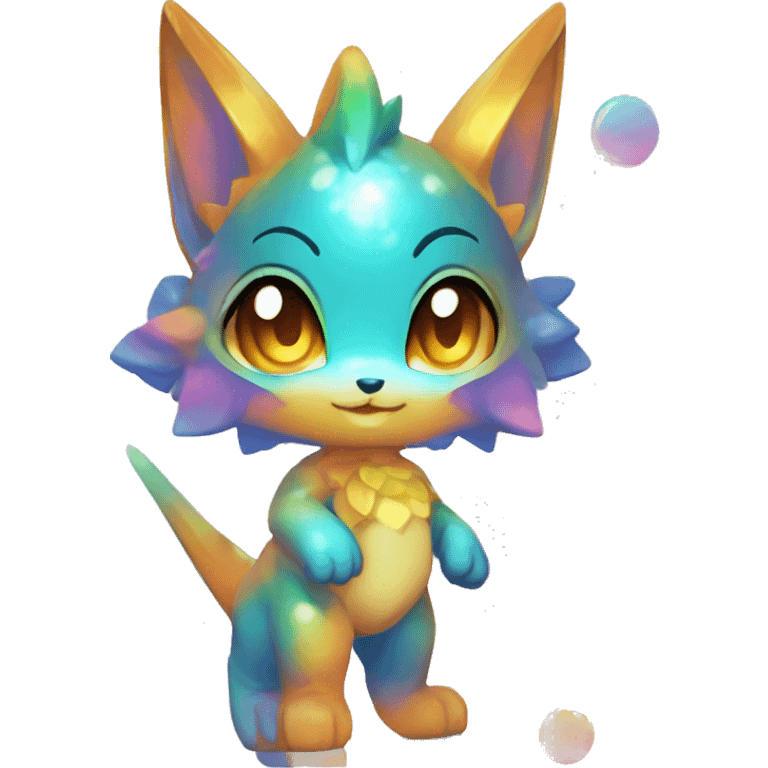 a anthro chibi-style colorful gradient-shiny gem-sparkle-Fakémon-hybrid full body emoji