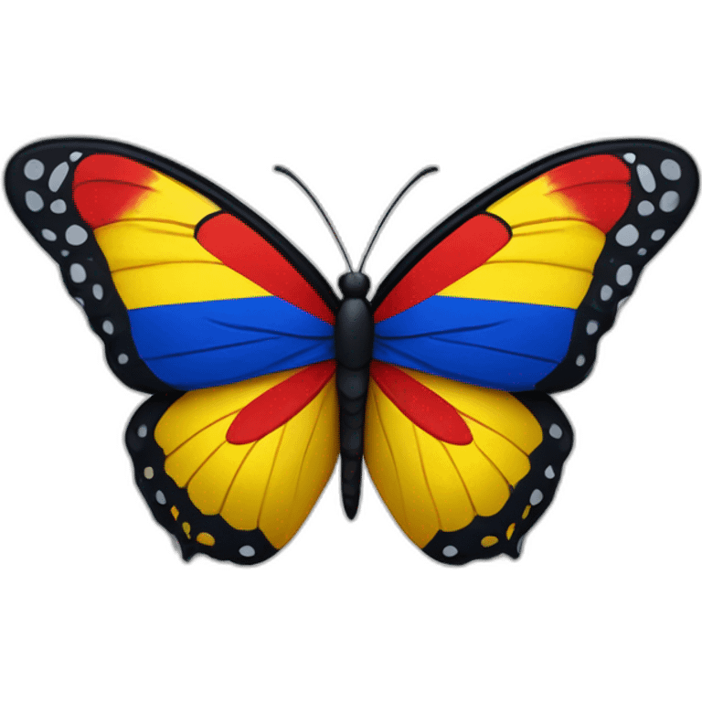 Una mariposa tricolor con los colores de la bandera de Colombia rojo amarillo y azul emoji