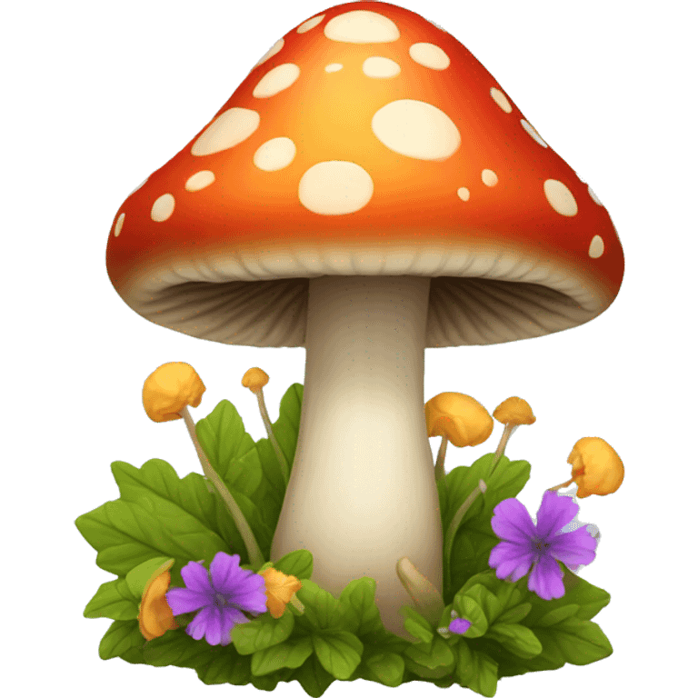 fantasy mushroom with flowers emoji