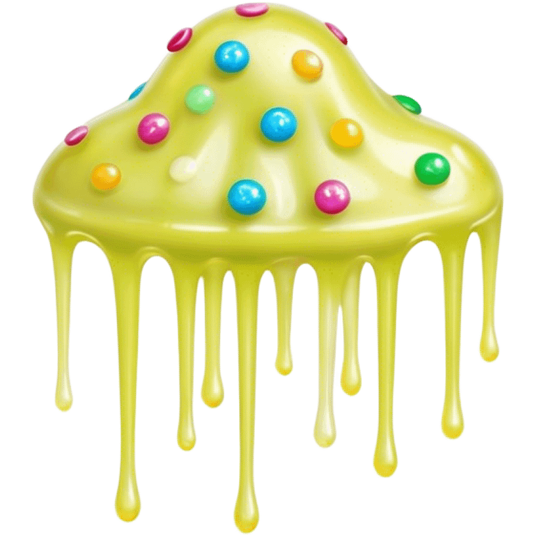 Cinematic Realistic Clear Slime Mixed with Sprinkles, ultra-transparent with suspended colorful candy-like specks, light refracting through each tiny piece, soft gelatinous texture catching highlights, stretching and bending in a mesmerizing way, glowing with a magical, almost surreal quality. emoji