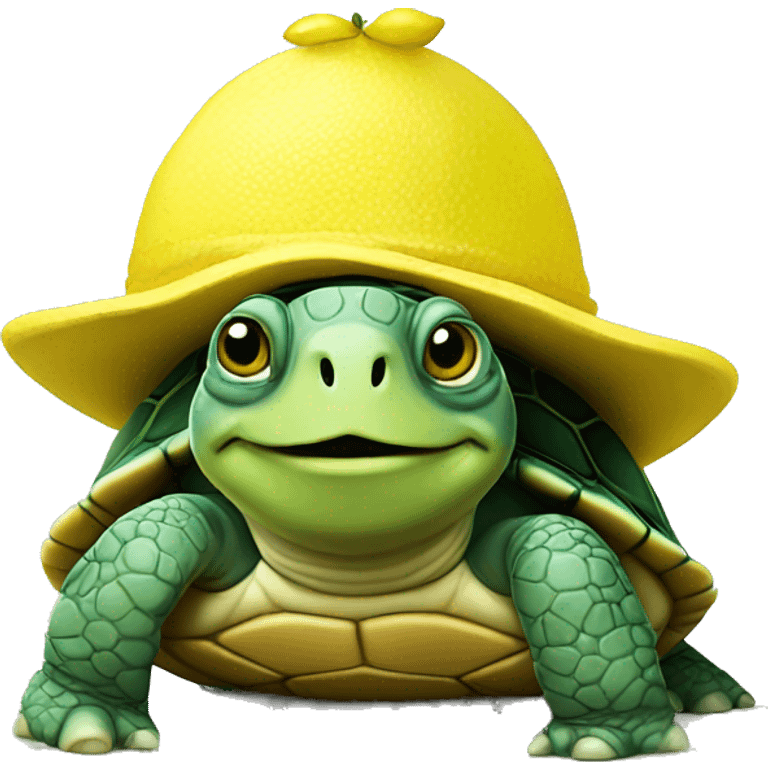 Turtle wearing a lemon hat emoji