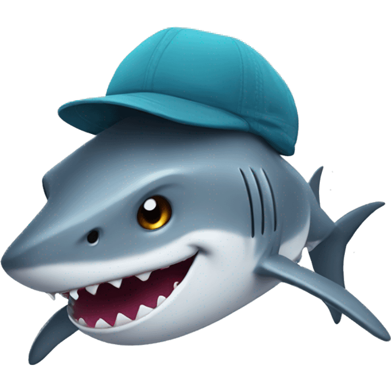 Cute shark with shark hat emoji