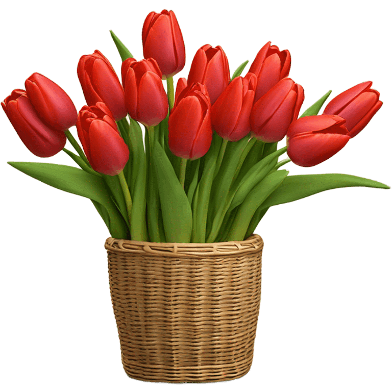 Red tulips bouquet in basket emoji