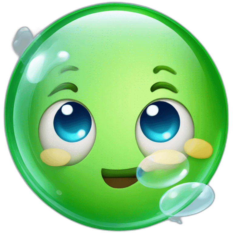 green soap bubble emoticon winks emoji