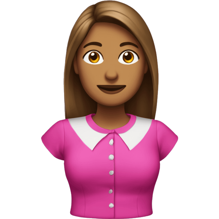 Mujer cabello castaño delgada y camisa fucsia  emoji