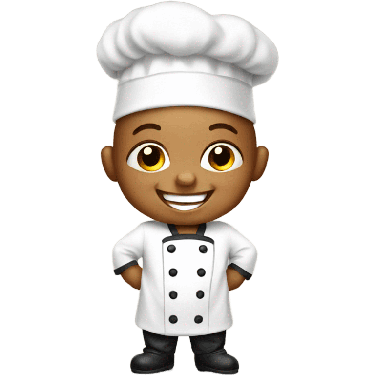 a baby chef with big smile emoji