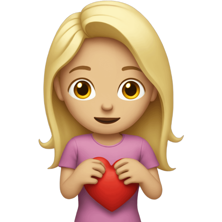 Blonde Mother holds her heart in her arm emoji