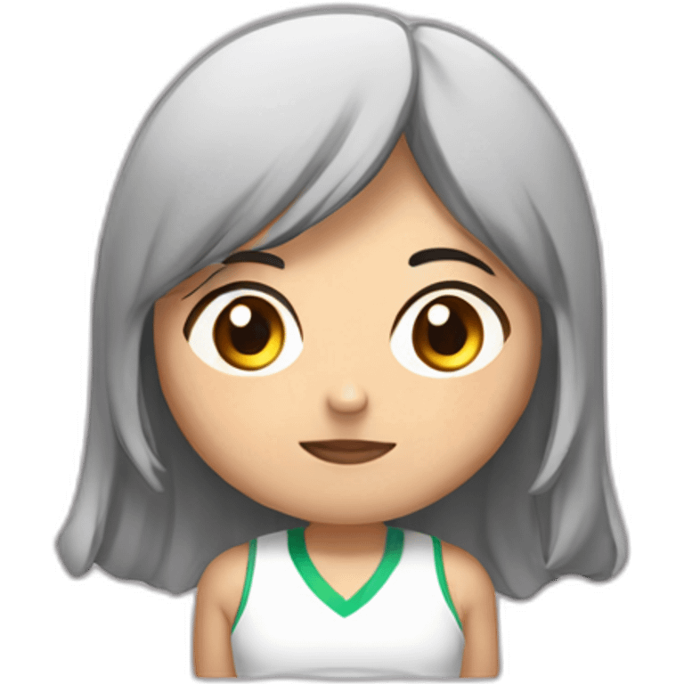 Asian girl CrossFiter with burbell emoji