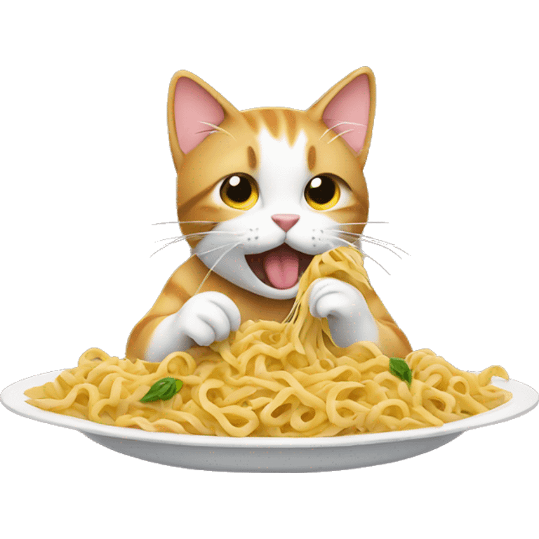 Cat eating pasta  emoji