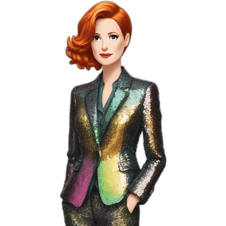 Audrey fleurot straight hair multicolored sequined suit emoji