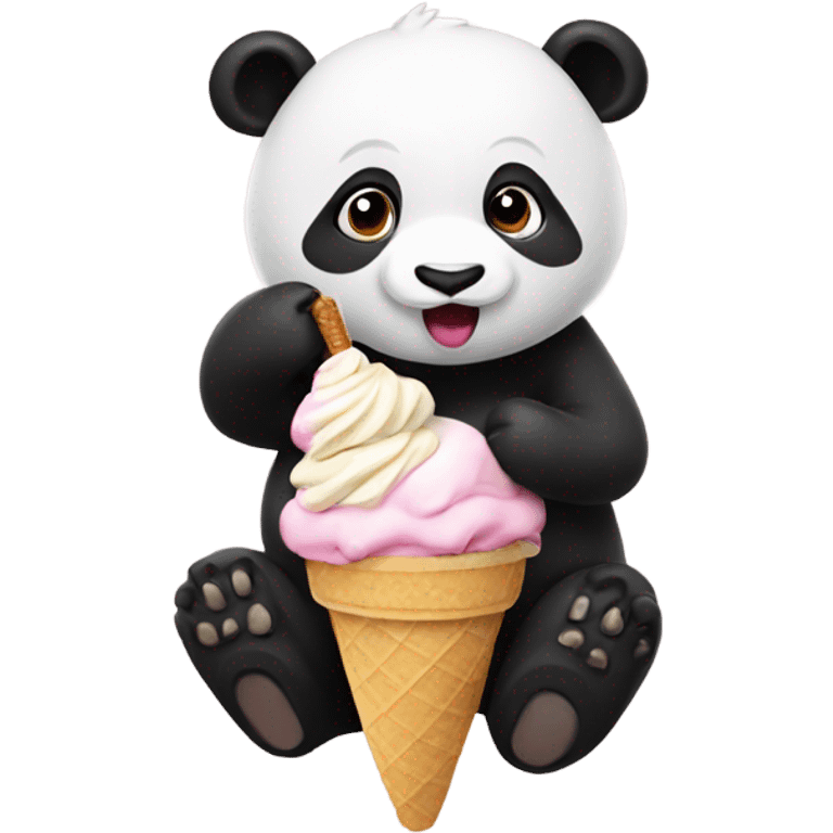 Panda eating ice cream emoji