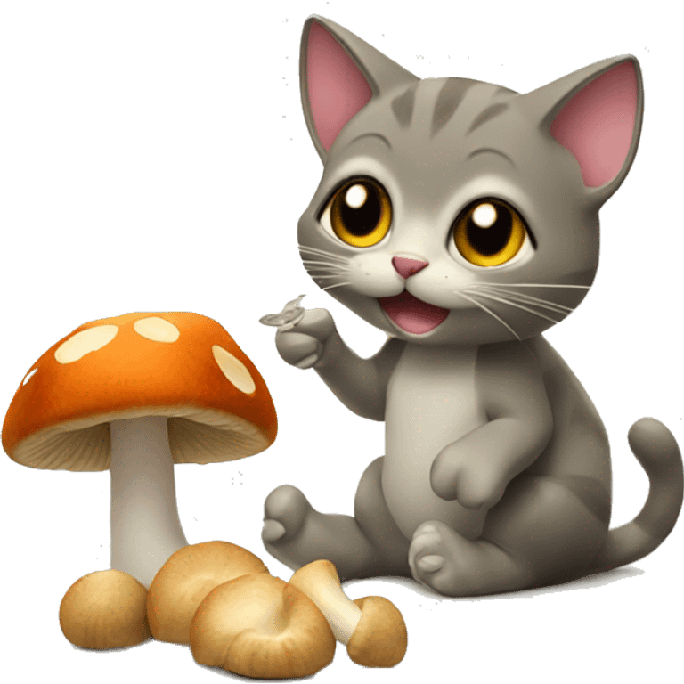 cat eating mushrooms emoji