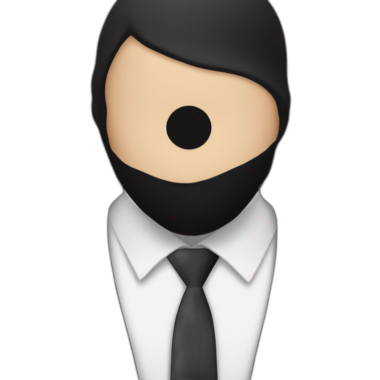 man in black suit and black balaclava with 3 holes emoji