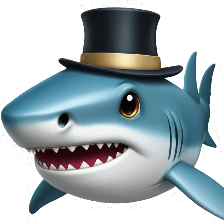 Shark with a top hat emoji