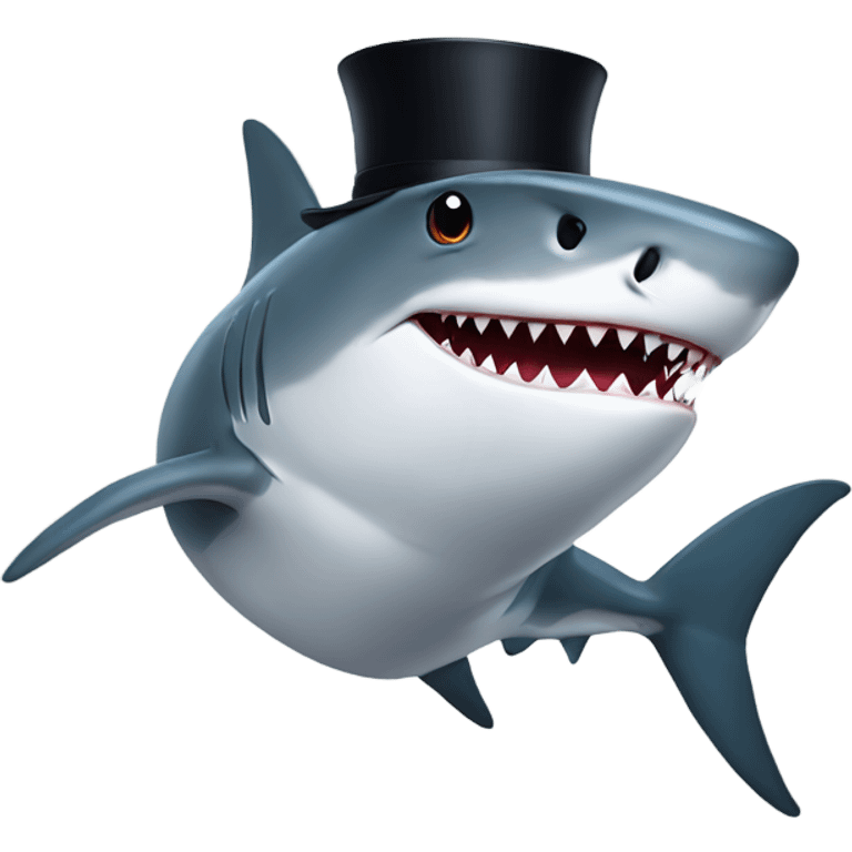 Shark with a top hat emoji