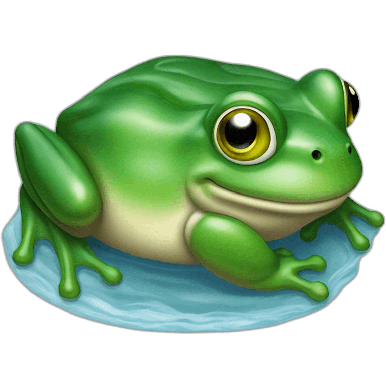 Grenouille sur un nenufare dans l'eau emoji