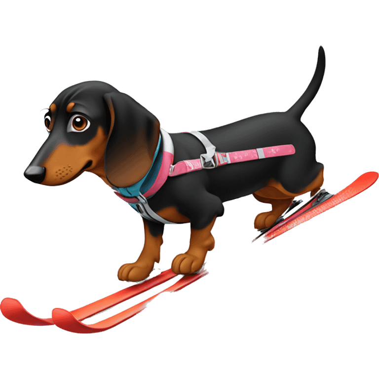 Daschund skiing emoji