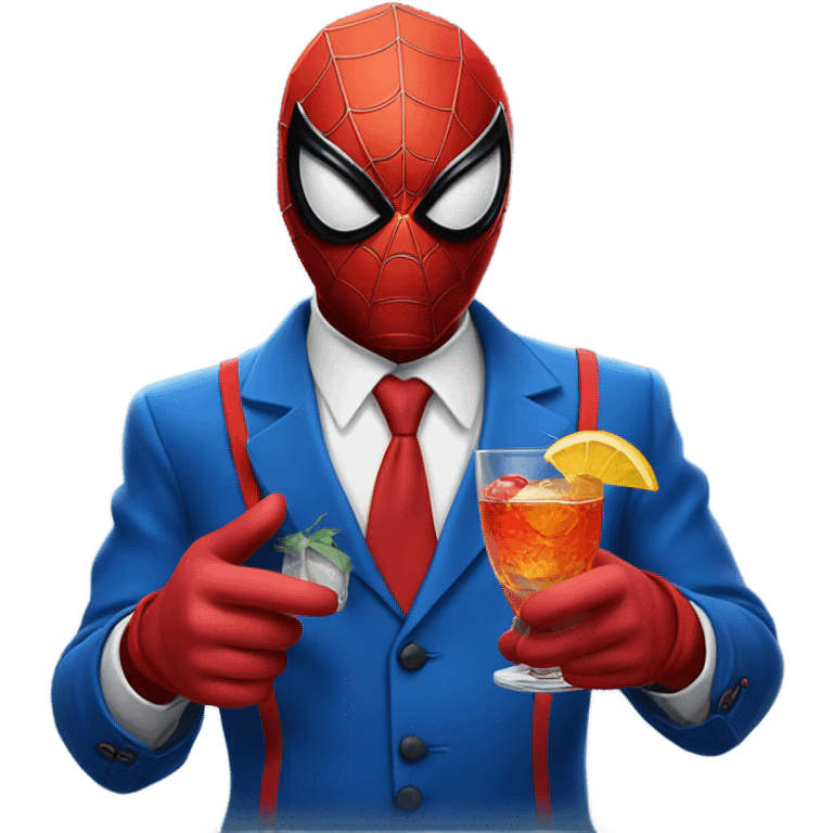 Spider-Man drinking an old fashion emoji