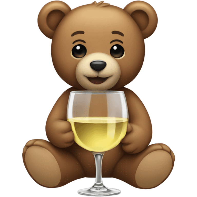 Teddy Bear drinking one glass of white wine emoji