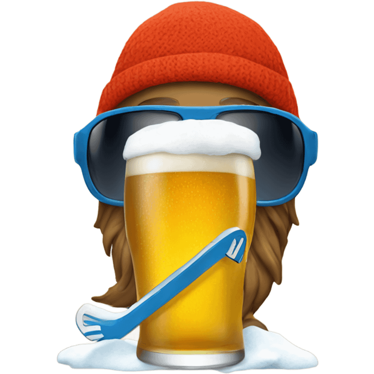 Skier with sunglasses and a beer emoji