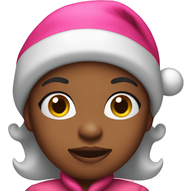 Black Mrs Claus with a pink hat emoji