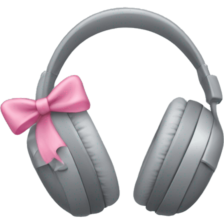 Grey headphones with cute little pink bows emoji