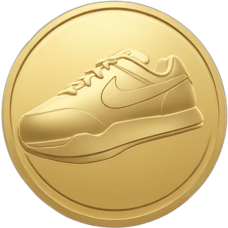 gold coin with Nike logo on it emoji