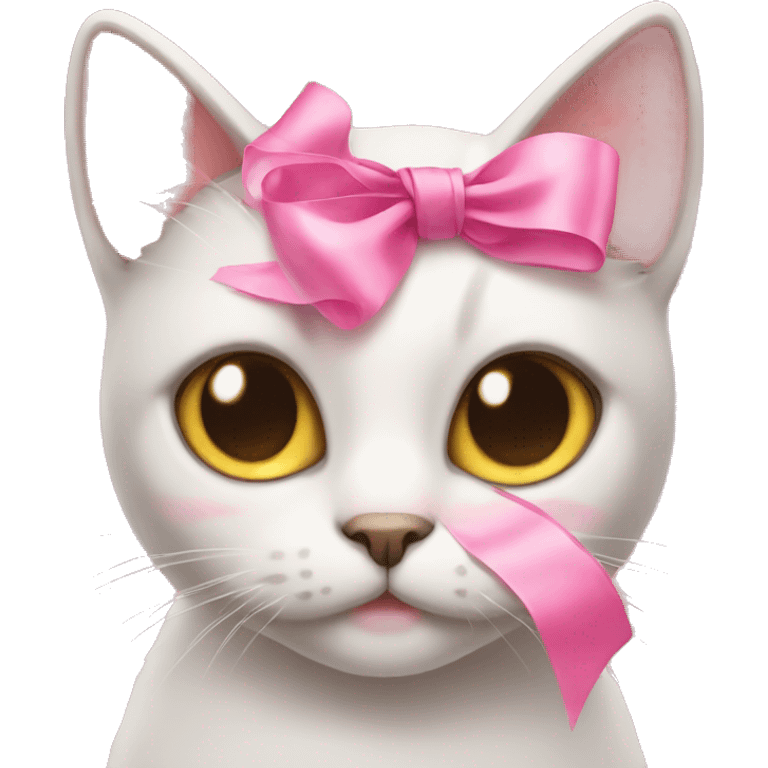 cat with pink ribbon emoji