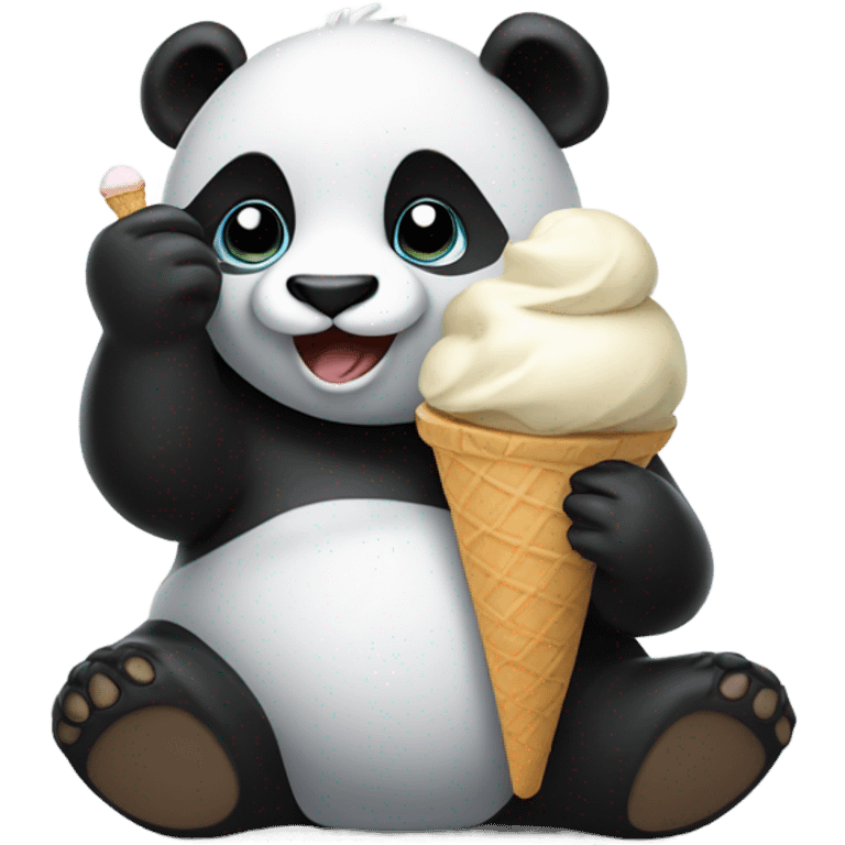 Panda eating ice cream emoji